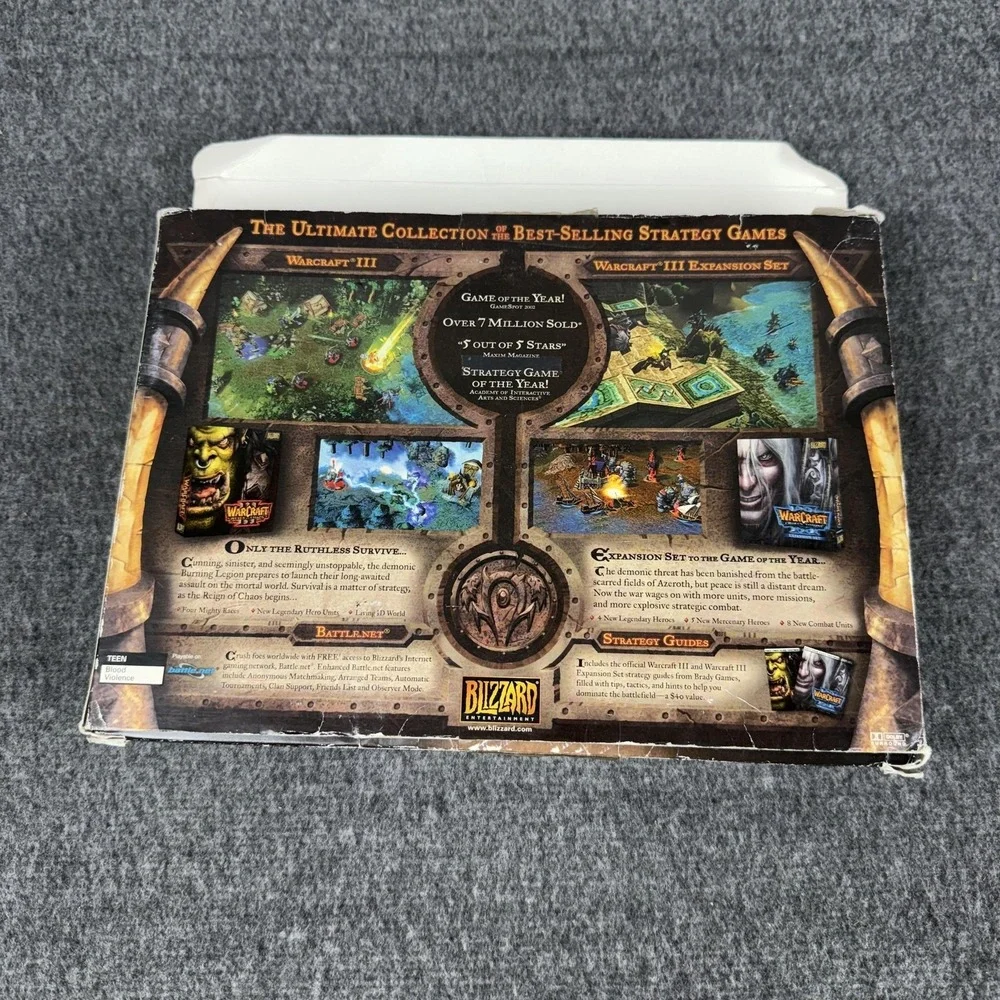 Vintage Warcraft III Battle Chest PC Mac CD-ROM Game Set Manuals Guides Blizzard